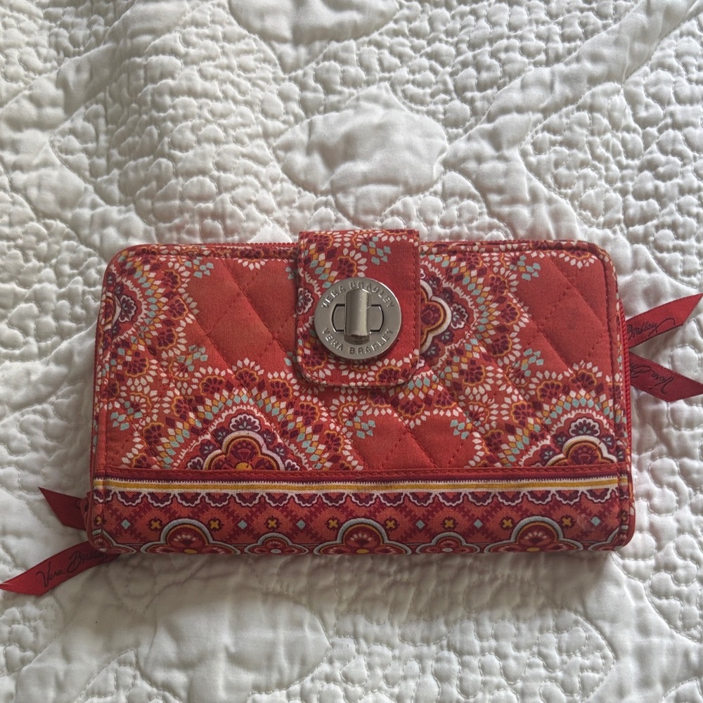 Vera Bradley Quilted Wallet in Vibrant Red Pattern